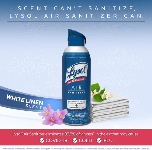 Lysol Disinfectant Spray Bundle - Crisp Linen & Air Sanitizer Spray for Odor Elimination | 19 Fl. Oz + 10 Fl. Oz