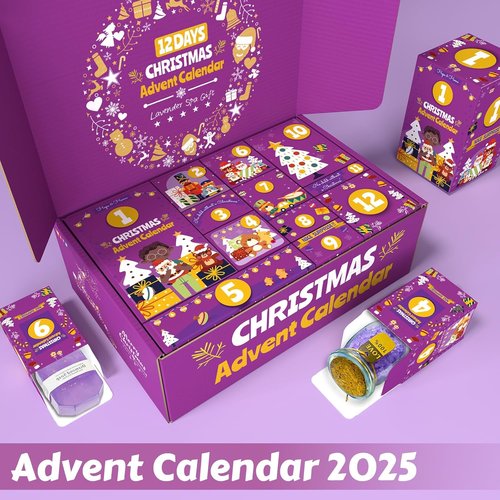 Advent Calendar | 12 Days of Unique Lavender Spa Gifts for Women - Perfect for Mom, Wife, Girlfriend, Sister
