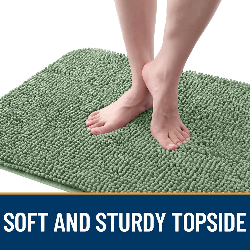 OLANLY Dog Door Mat - Absorbent Non-Slip Muddy Paws Mat | Quick Dry Chenille, 34x21, Olive Green