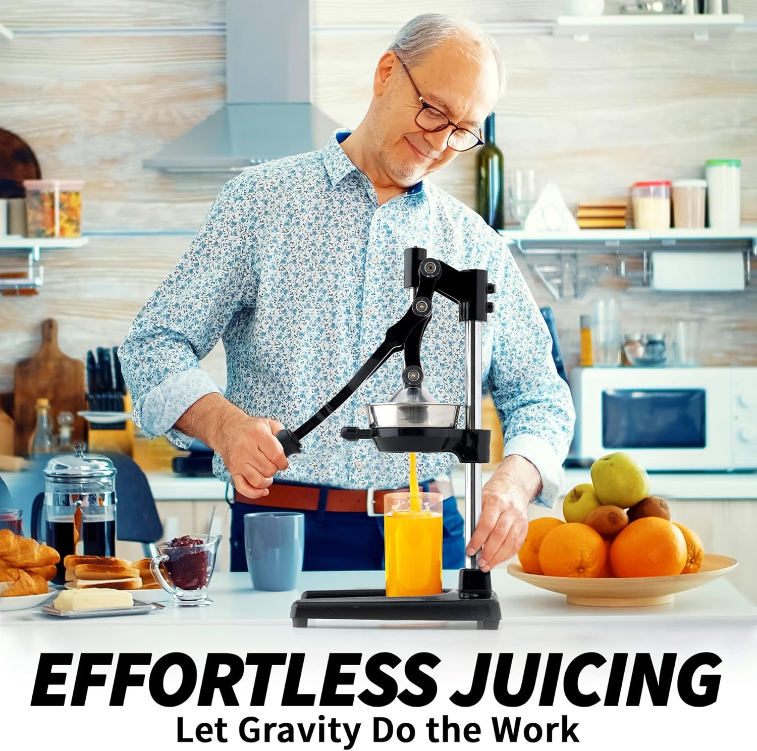 Zulay Kitchen Extra Tall Citrus Press - Manual Juicer for Orange Juice | Fits Tumblers & Tall Glasses