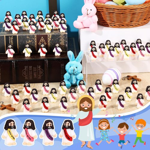 Bememo 100 Pcs Jesus Figures - Original Rubber Pocket Toys for Sunday School & Religious Gifts | Bright Colors