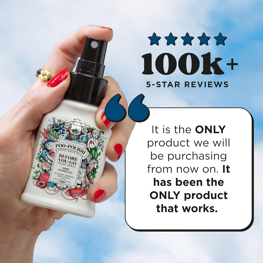 Poo-Pourri Toilet Spray - Ship Happens Scent, 2 Fl Oz | Coconut, Freesia & Citrus Freshness