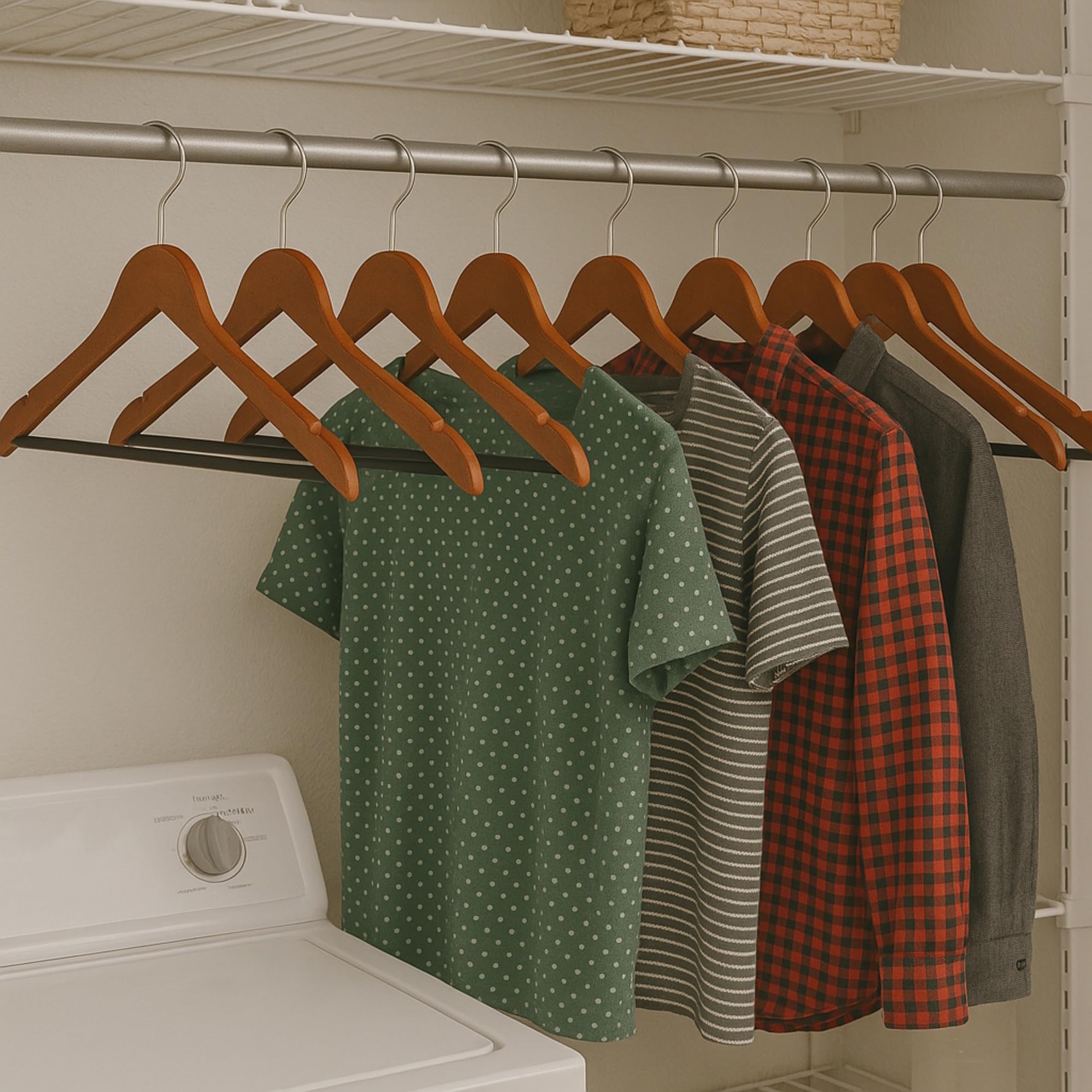 Honey-Can-Do No Slip Wooden Coat Hangers, Cherry Wood, 24-Pack
