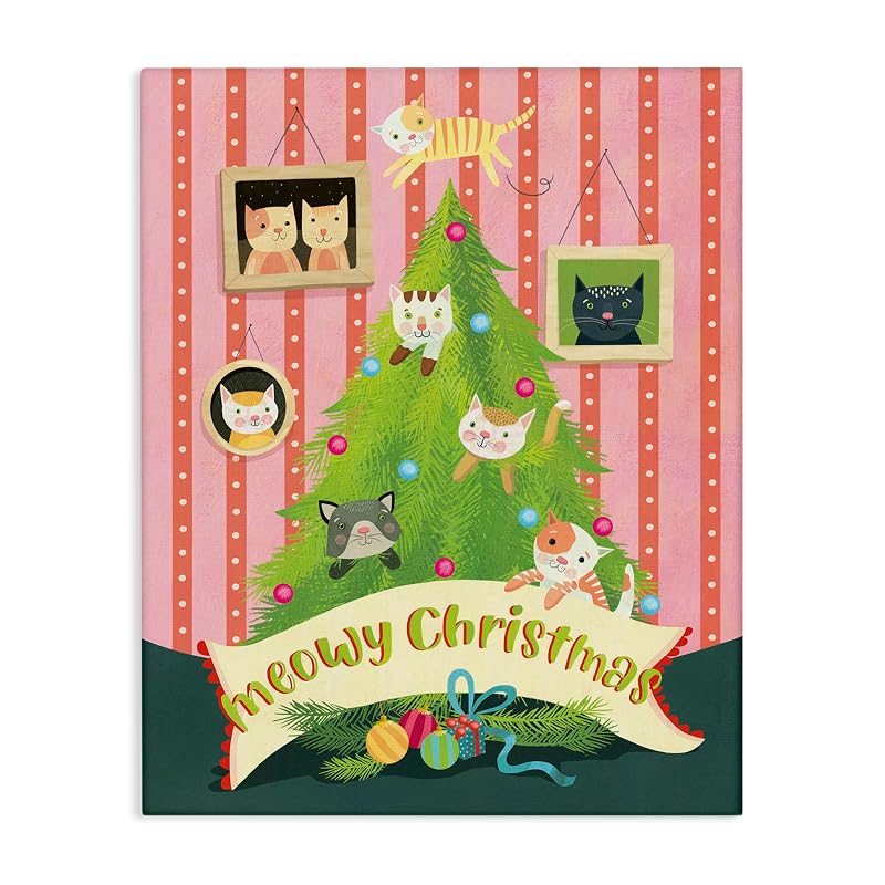 Meowy Christmas Cat Wall Art - 24 x 30 Canvas by Stupell Industries (Variation: Meowy Christmas Cat_v2+30"L x 24"W)