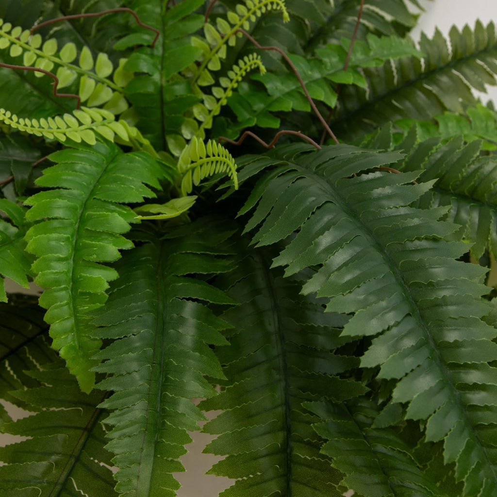Nearly Natural 40-in UV Resistant Artificial Boston Fern, Set of 2, Large Hanging Fake Plant Wall Decor with 53 Fronds, Faux Fern Vines that Look Real for Home & Garden Decor, Outdoor Porch Decoration