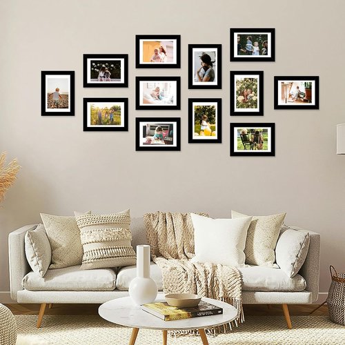 JCJMY 18-Pack 4x6 Picture Frames - Black Gallery Wall Frame Set for Tabletop & Wall Decor