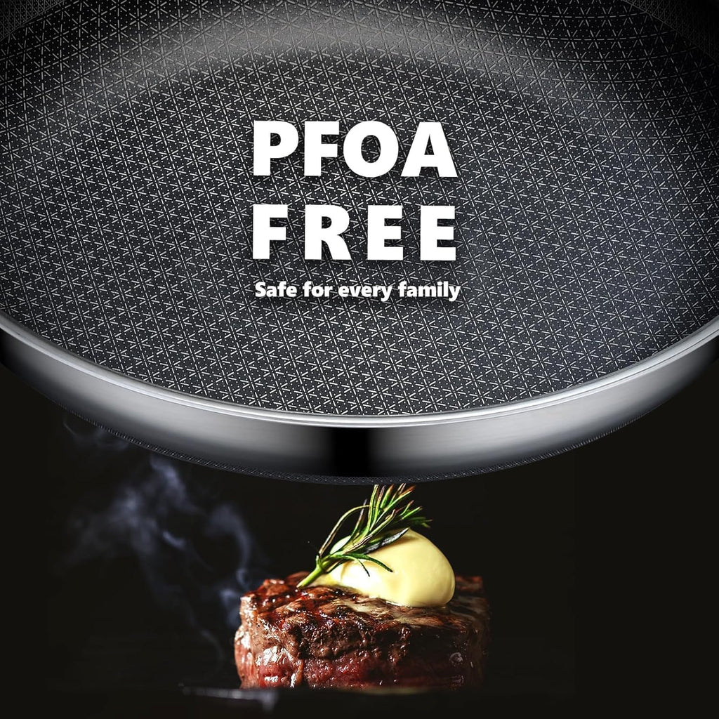 OATOFP Non-Stick Frying Pan - 12 Inch Hybrid Skillet with Lid | Dishwasher & Oven-Safe, PFOA-Free Cookware