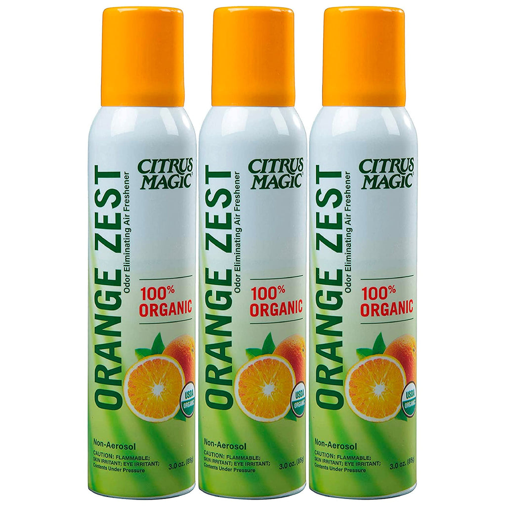 Citrus Magic Organic Natural Odor Eliminating Air Freshener Spray, Orange Zest, 3-Ounce, Pack of 3