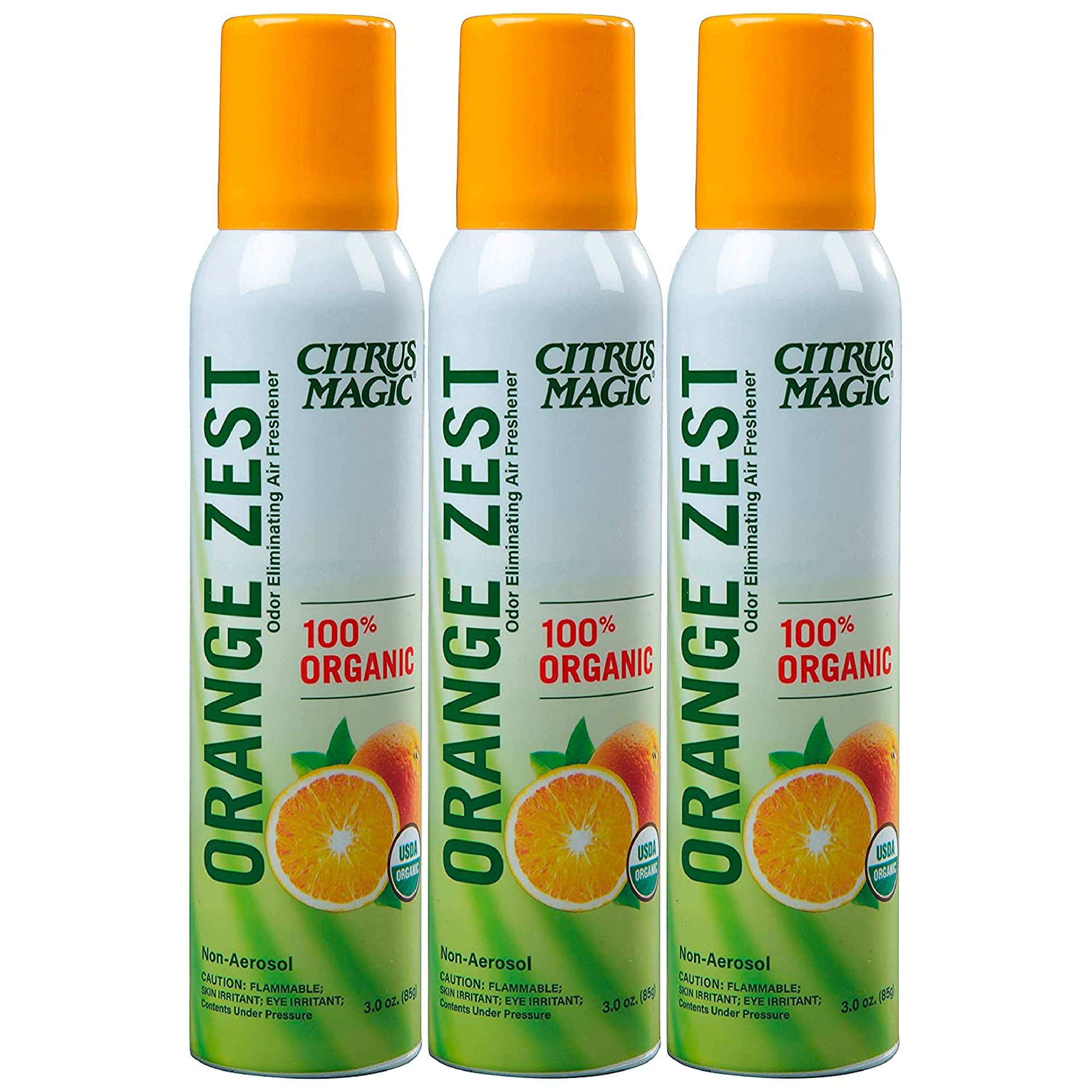Citrus Magic Organic Natural Odor Eliminating Air Freshener Spray, Orange Zest, 3-Ounce, Pack of 3