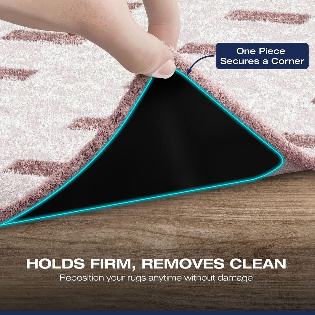 Skiennix Reusable Rug Grippers - Non-Slip Double-Sided Adhesive Pads for Hardwood & Tile Floors | 8 Pieces