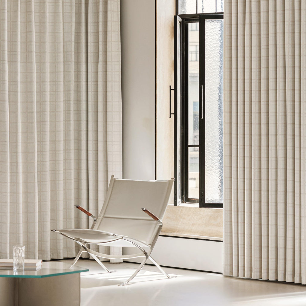 Beauoop Beige Plaid Jacquard Blackout Curtains 84 Inches Long 2 Panels for Bedroom Living Room Gingham Checkered Room Darkening Thermal Insulated Soundproof Grommet Window Drapes, 52x84 2 Set