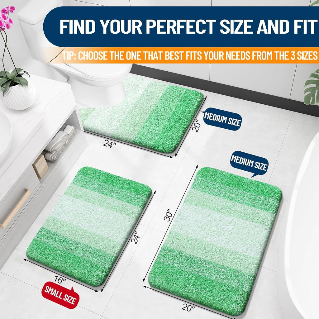 OLANLY Bathroom Rugs - Extra Soft Microfiber Mat 24x16 | Quick Dry, Machine Washable, Rubber Backing, Green