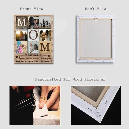 CSWMZQZY Custom Rustic Canvas Prints - Personalized Photo Collage Wall Art for Mother's Day | 6 Photos, Ready to Hang
