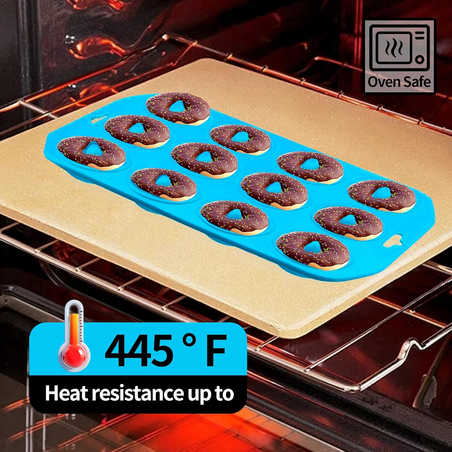 Skiennix Silicone Donut Pan - 12-Hole Mini Donut Molds | Heat Resistant & Non-Stick, Dishwasher Safe