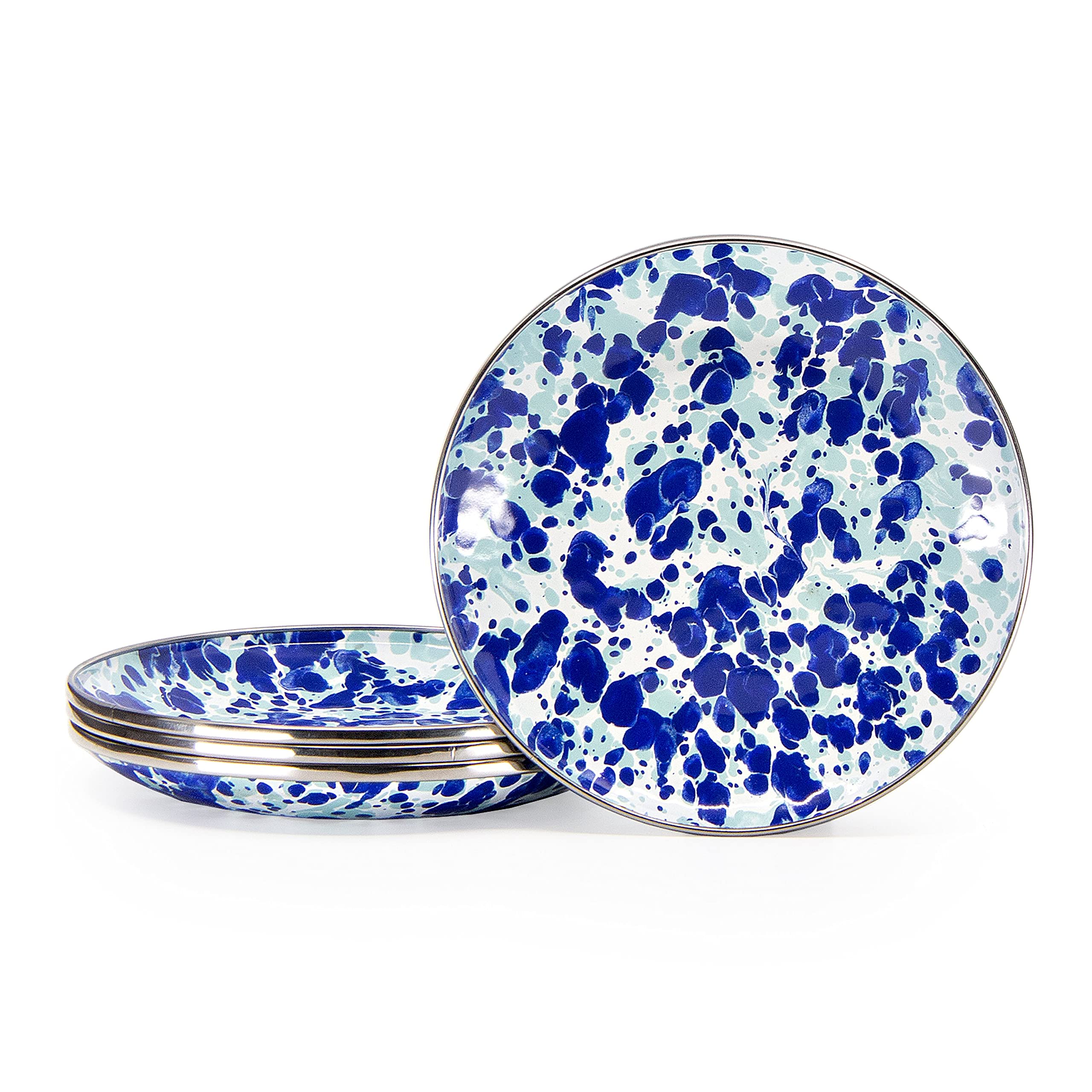 Golden Rabbit Enamelware Appetizer Plates, 6 inch, Ocean, Set of 4