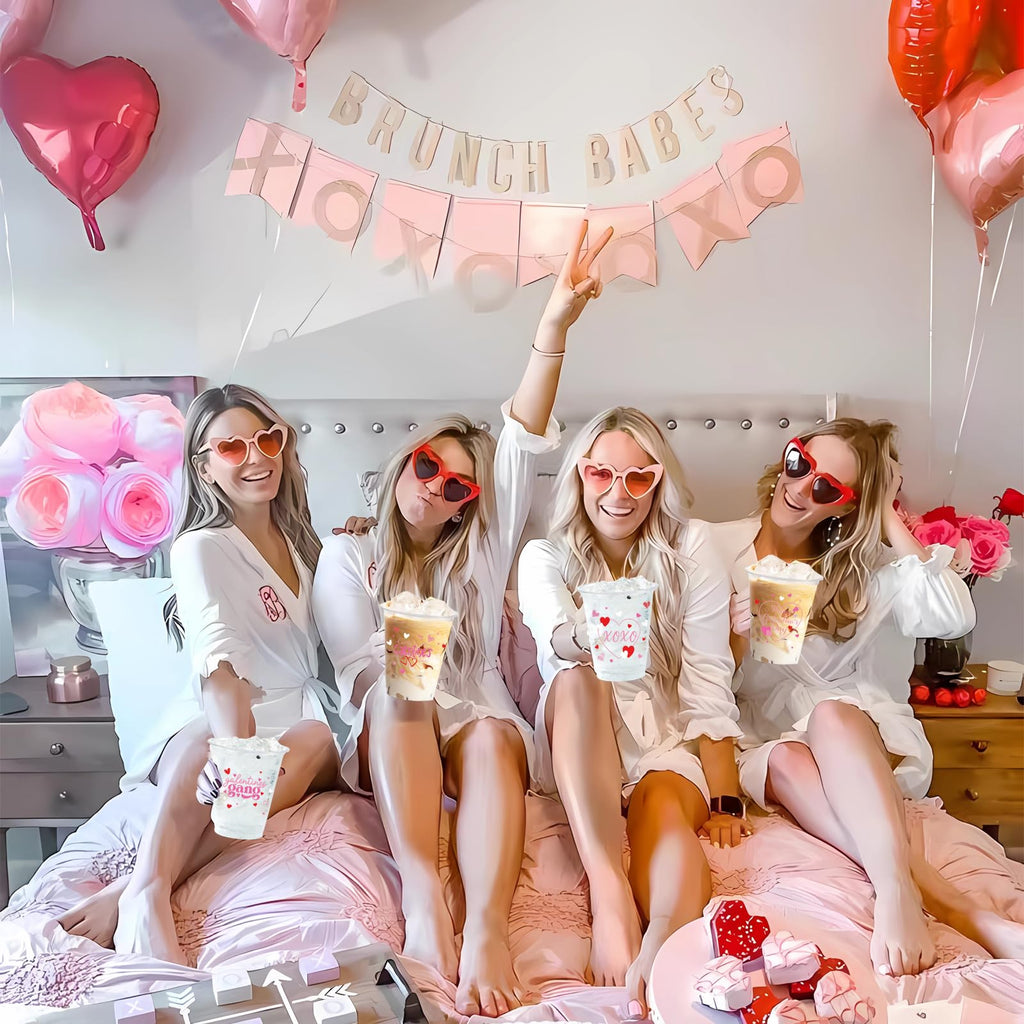 50 Pcs Galentines Day Plastic Cups 12oz Galentines Gang Disposable Clear Plastic Cups Girl Gang Valentines Day Decorations for Ladies Celebration Party Favor Girls Ladies Galentine Decor Supplies