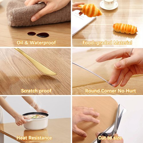70 Inch Clear Round Table Cover Protector 1.5mm Thick Table Protector for Dining Room Waterproof Plastic PVC Vinyl Tablecloth Cover Circle Tabletop Desk Pad Mat for Furnture Coffee End Bed Side Table