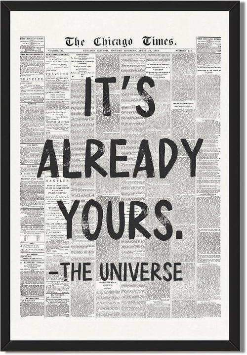 Licpach Retro Black and White Newspaper Wall Art - Inspirational Quote Poster | Motivational Canvas Print 8x12 Inch with Black Frame