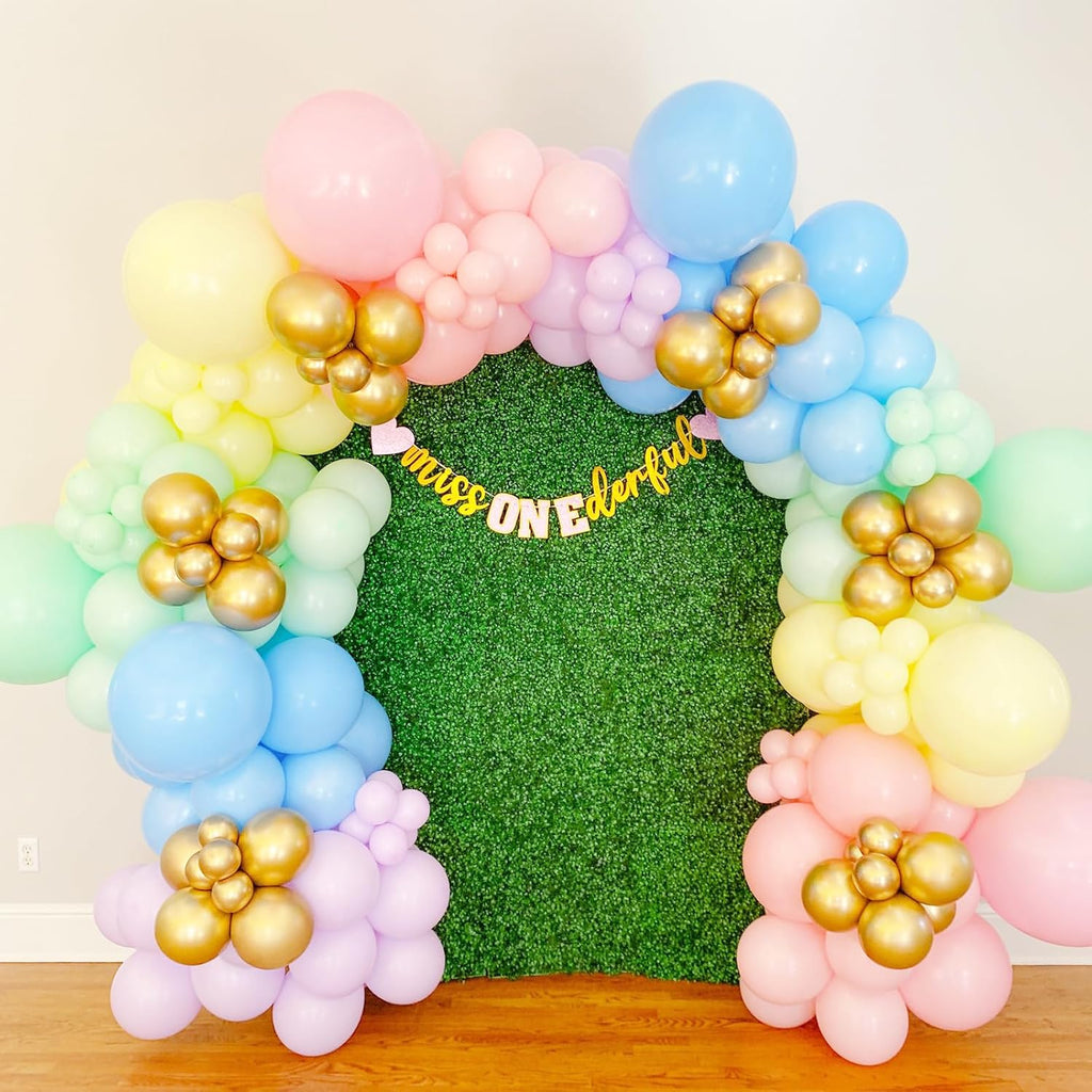 Voircoloria 130pcs Pastel Latex Balloon Garland Kit - Macaron Colors for Birthday, Baby Shower & More