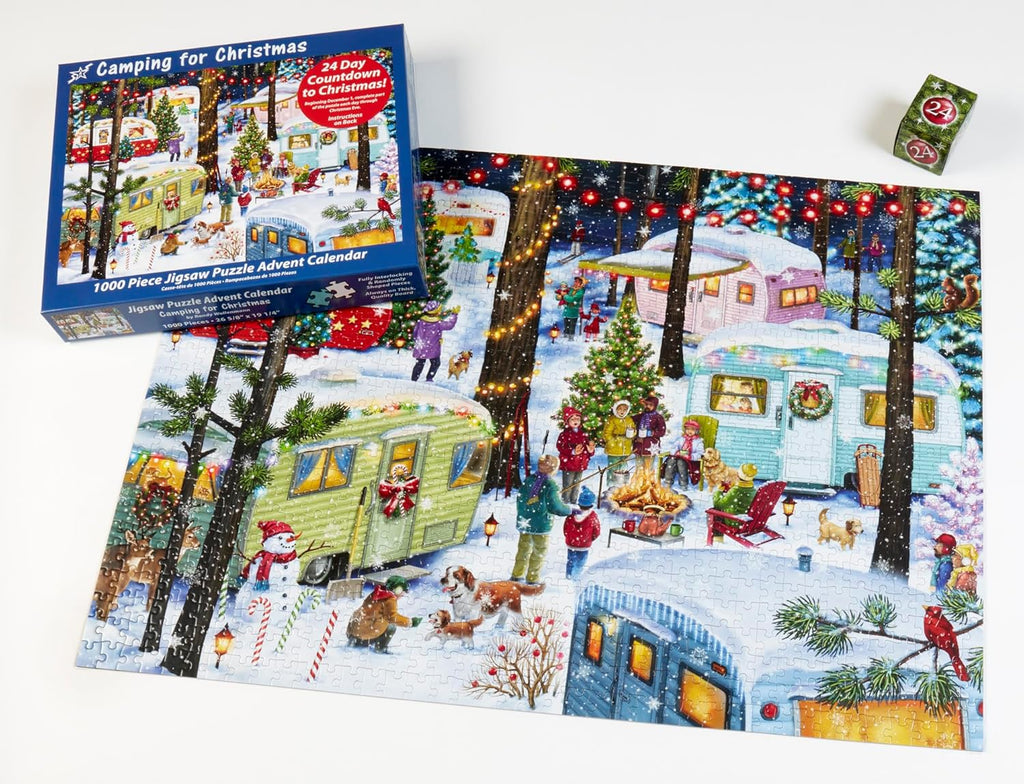 Vermont Christmas Company Jigsaw Puzzle Advent Calendar - 1000 Pieces Camping Design for Family Fun