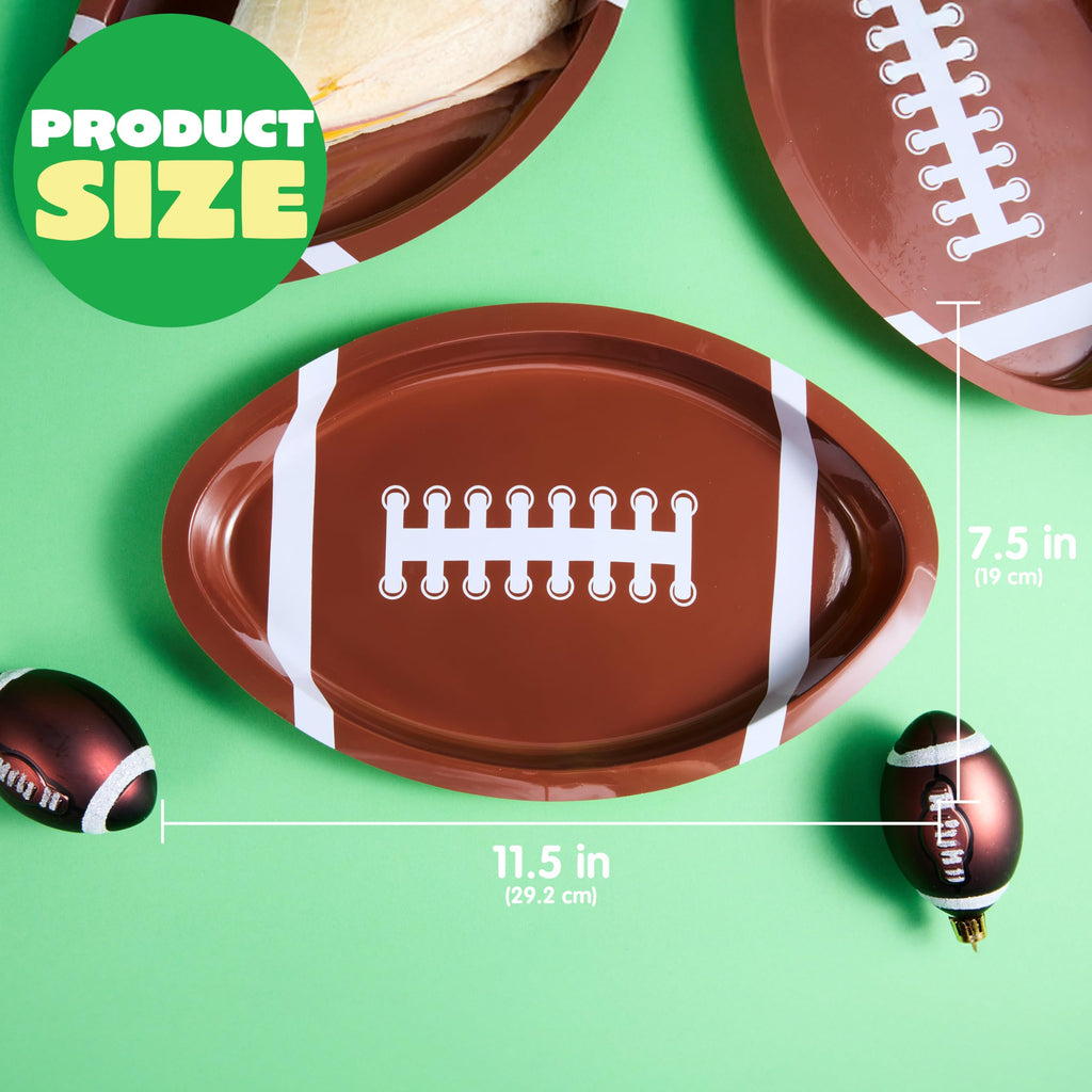 JOYIN 12 Pcs Football Plastic Trays, 11.5" X 7.5" Football Snack Trays & Platter, Sports Event Tailgate Party Supplies