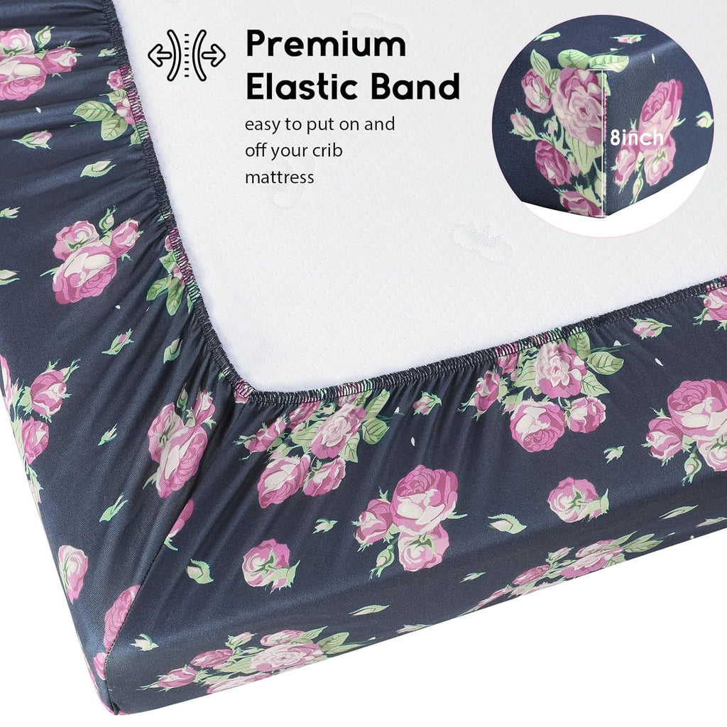 Yoofoss Fitted Baby Crib Sheets - Super Soft Microfiber 2-Pack for Standard Crib & Toddler Mattress | Pink & Cherry 28x52x8in