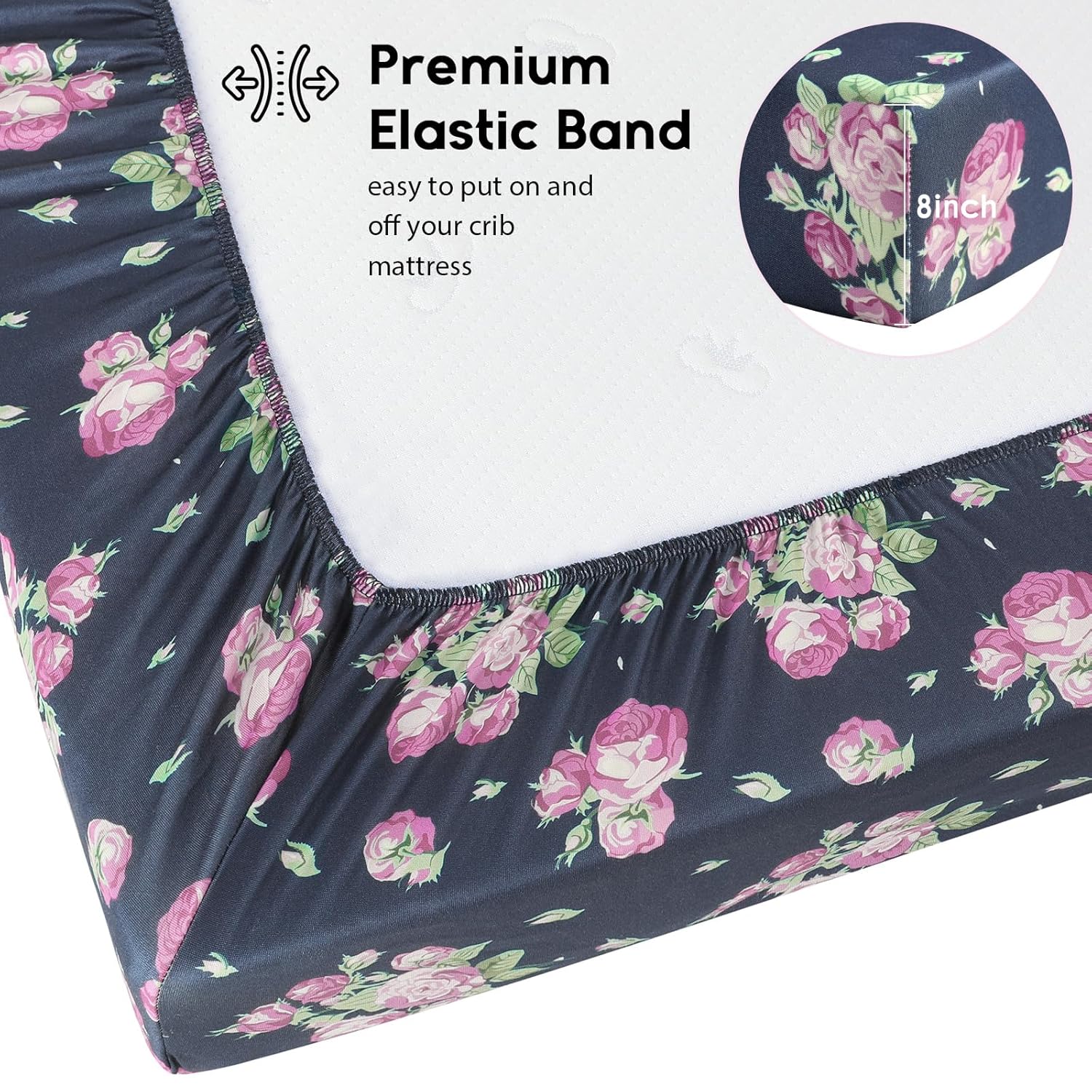 Yoofoss Fitted Baby Crib Sheets - Super Soft Microfiber 2-Pack for Standard Crib & Toddler Mattress | Pink & Cherry 28x52x8in