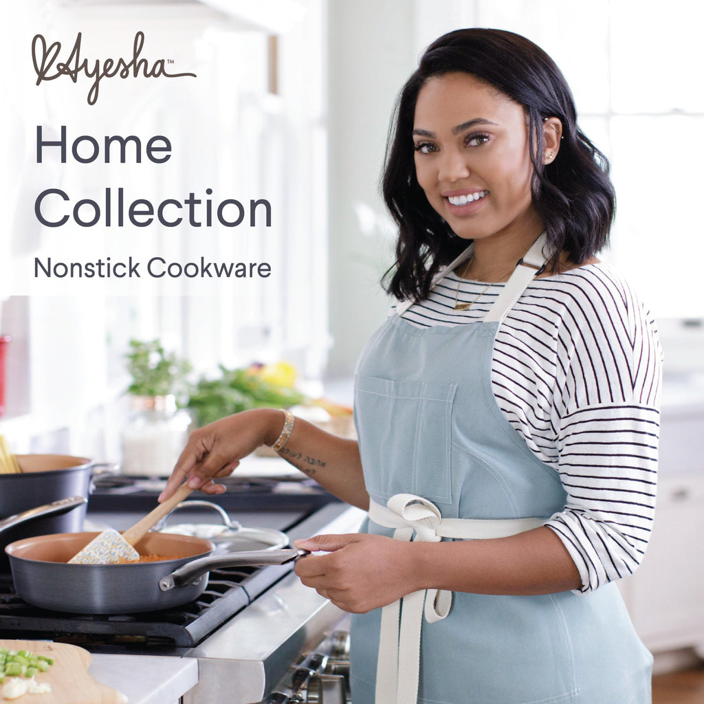 Ayesha Curry Kitchenware Ayesha Curry Home Collection Hard Anodized Nonstick Cookware Pots and Pans Set, 9 Piece, Charcoal Gray