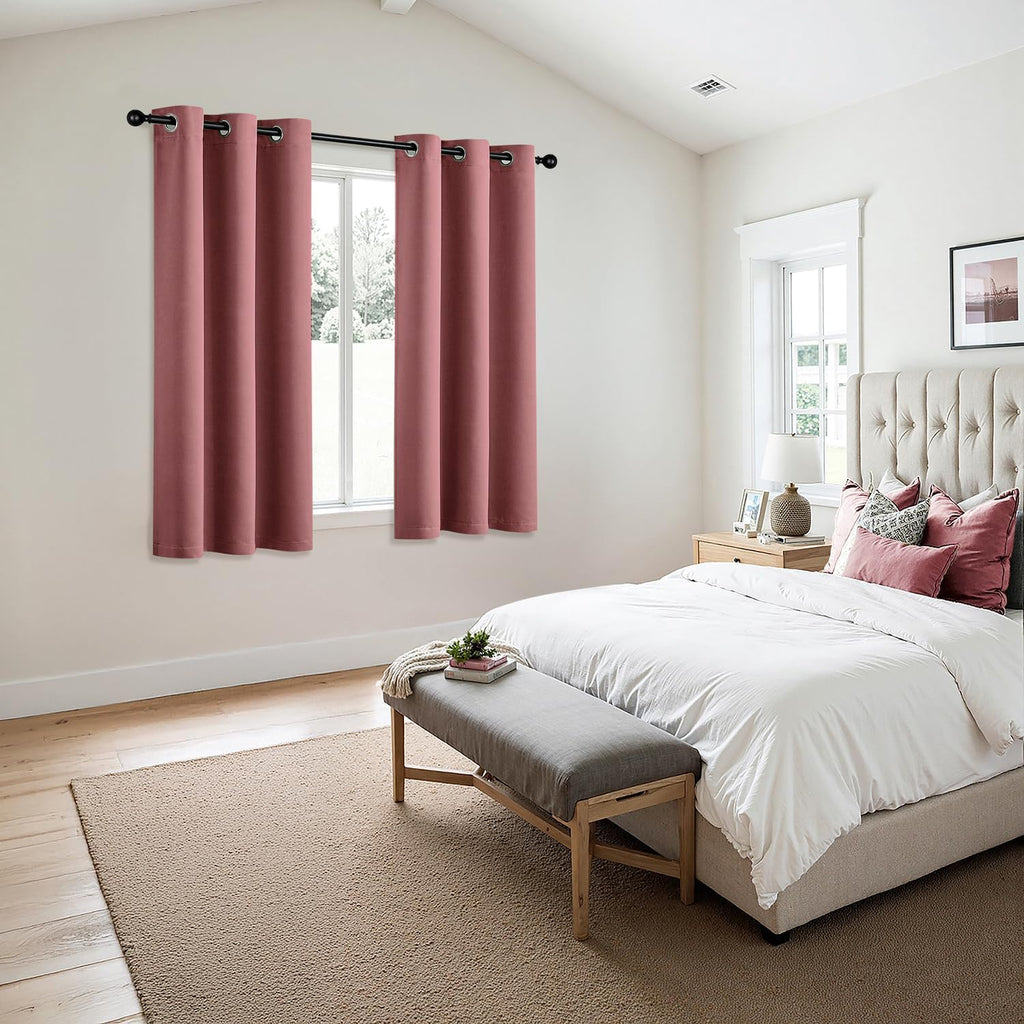 MIULEE Dusty Rose Blackout Curtains - Thermal Insulated Room Darkening Drapes | 63-Inch Grommet Panels