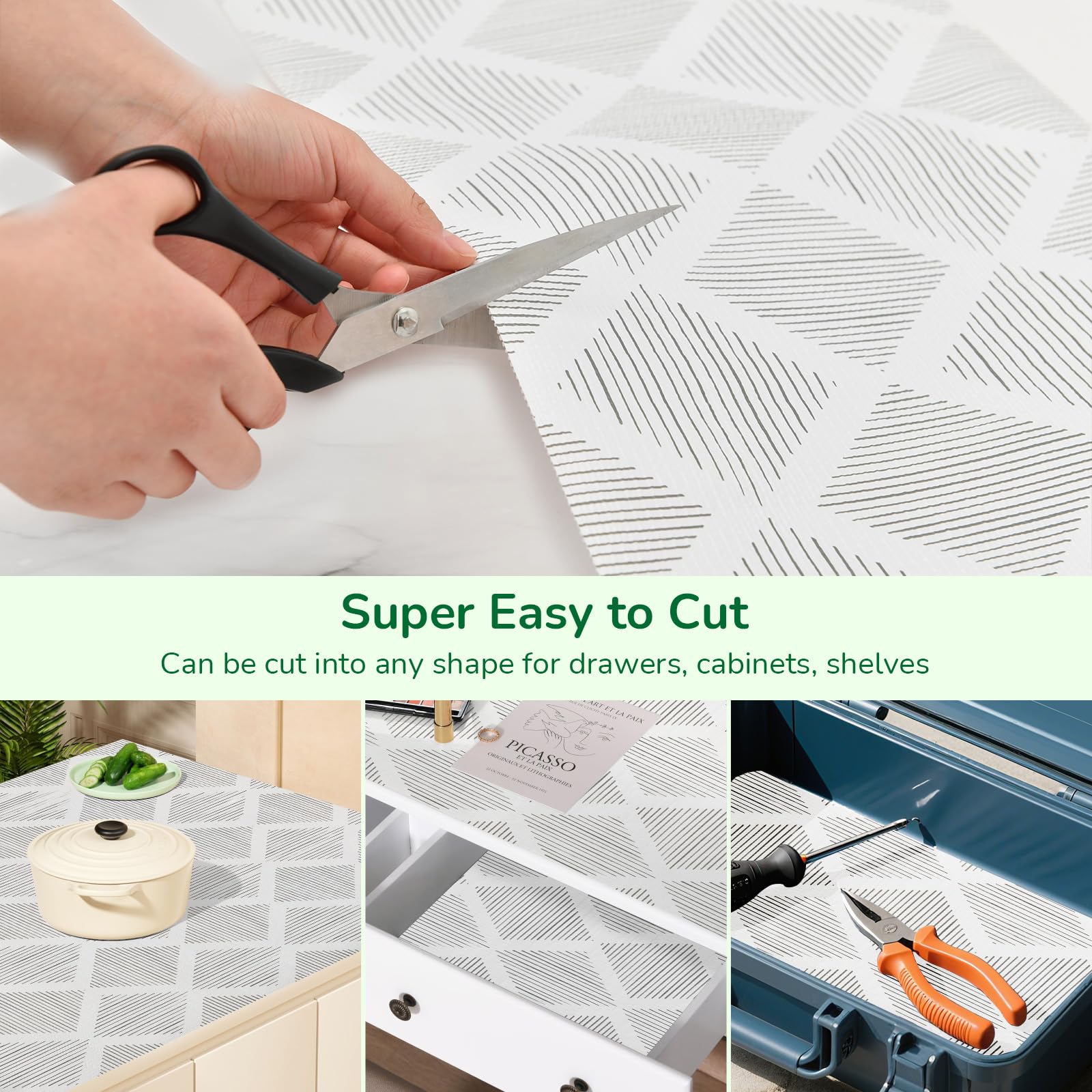 Shelf and Drawer Liners for Kitchen Cabinets Non-Adhesive 12" x20FT, Non-Slip Cabinet Liner, Waterproof Shelf Paper Thickened Washable Mats, Protection for Shelves, Cupboard, Pantry, Drawers, Dresser