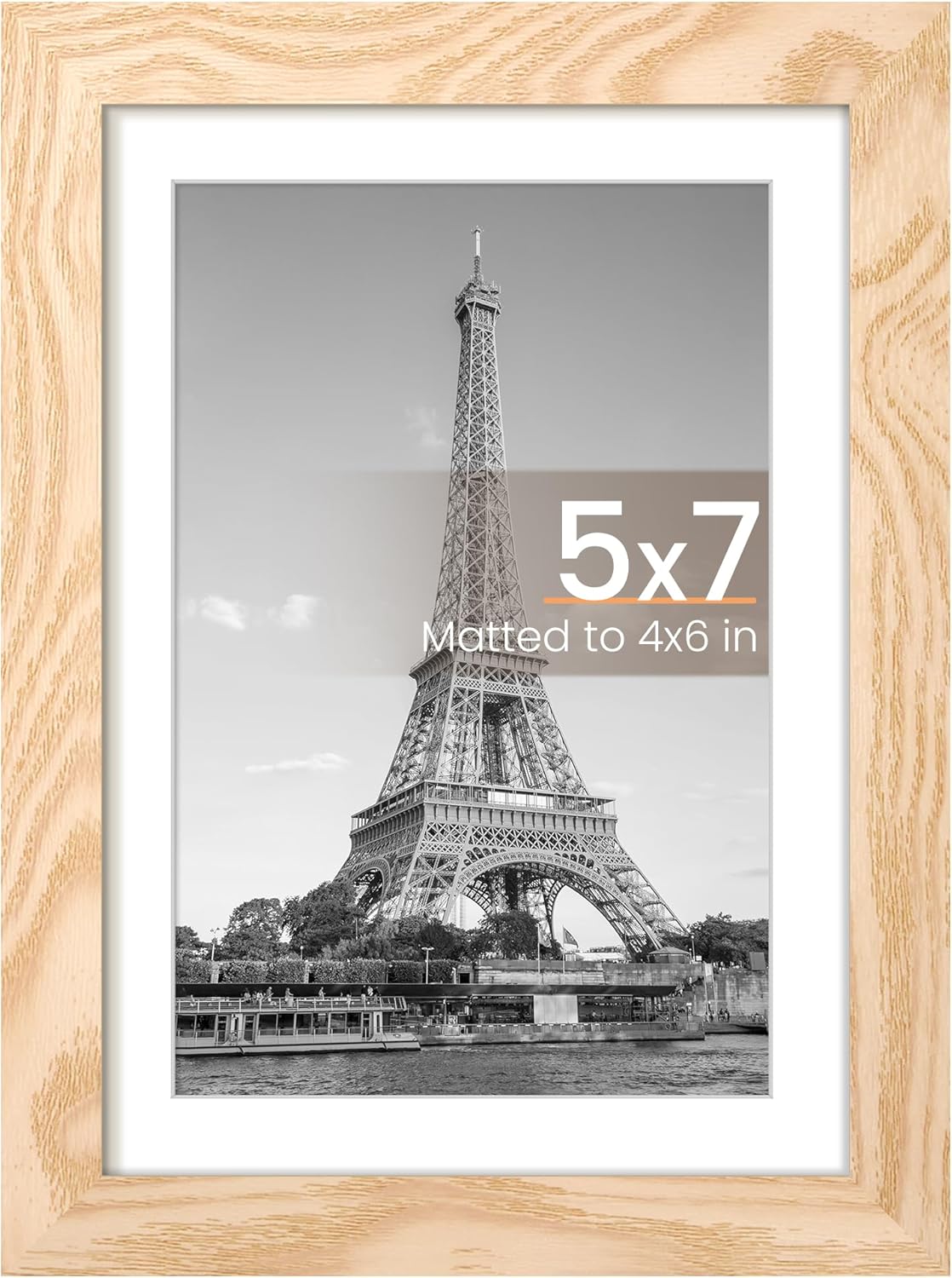 Upsimples 5x7 Picture Frame - Versatile Display for 4x6 Photos with Mat | Natural Finish, 1 Pack