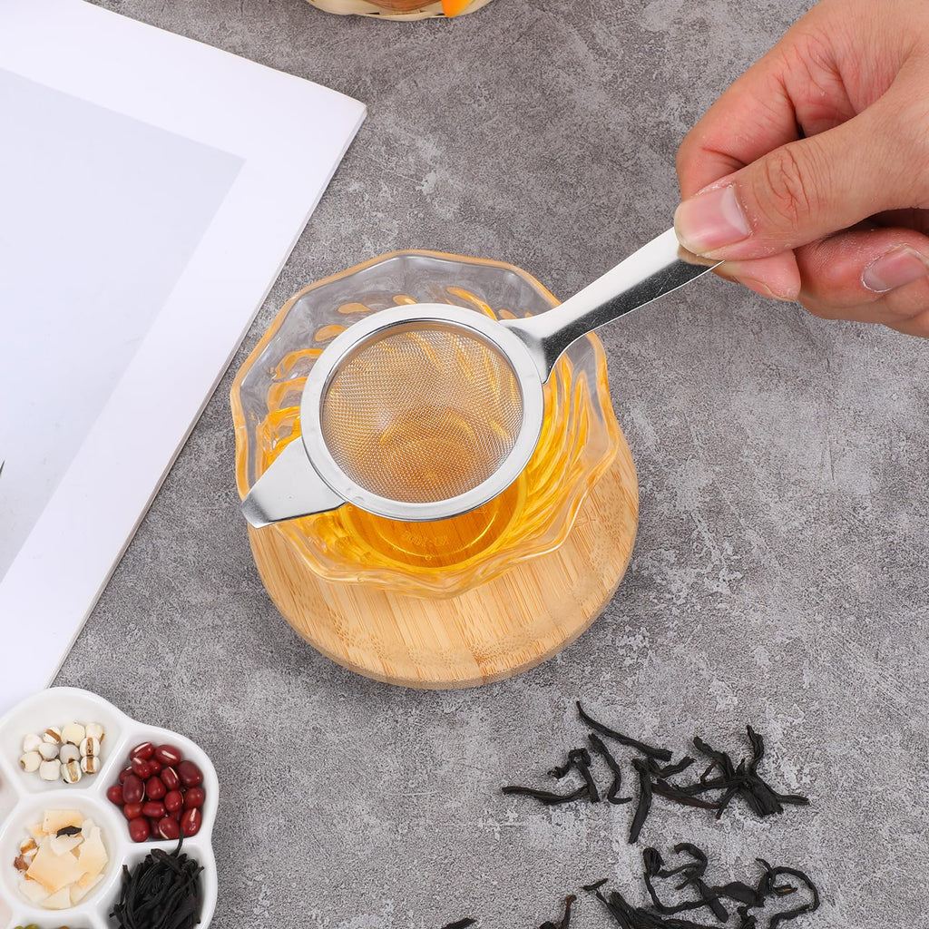 2.2" Matcha Sifter Mini Fine Mesh Strainers Small Tea Strainers Matcha Filter with Handle Metal Sieve Stainless Steel for Cocktail Loose Tea Coffee, Silver