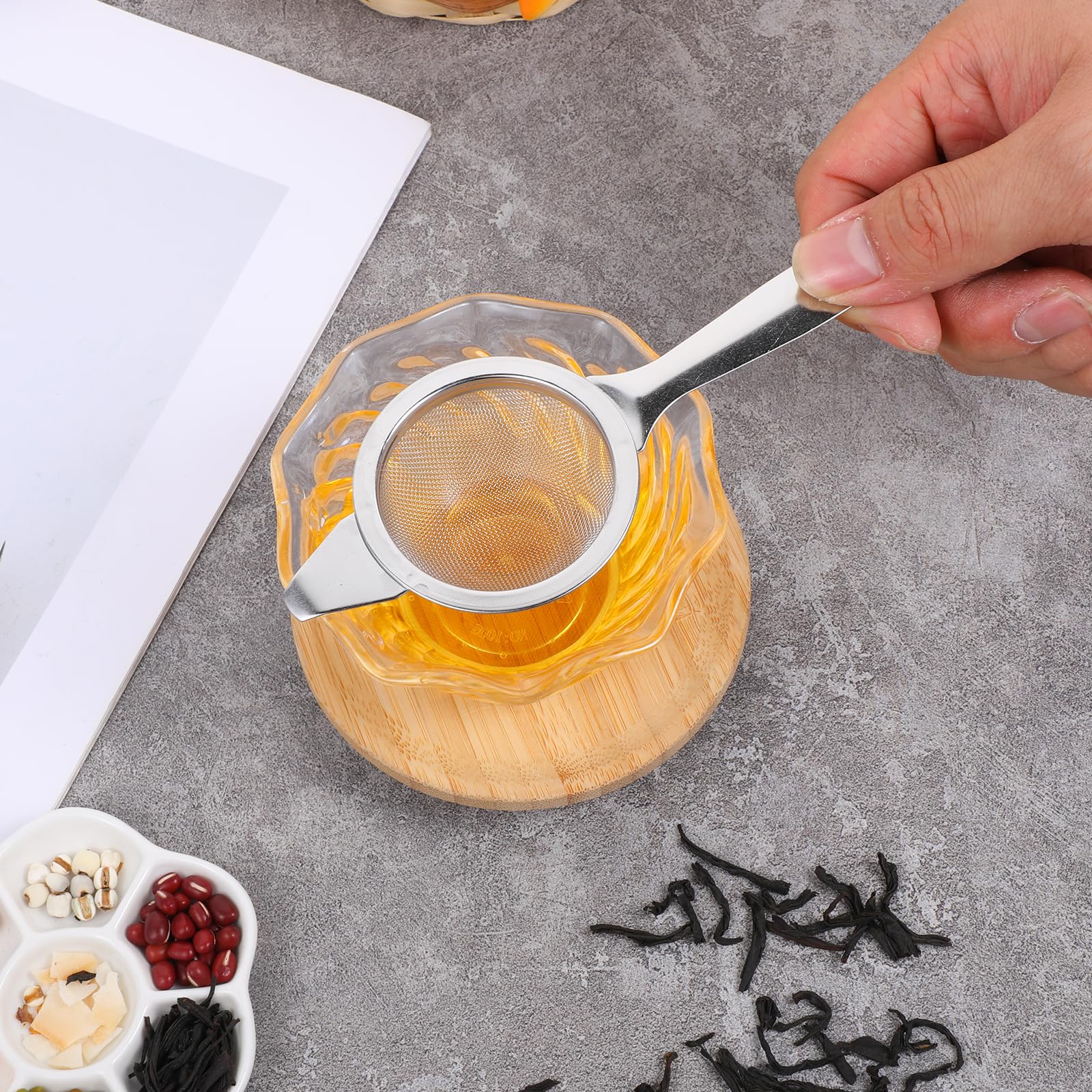 2.2" Matcha Sifter Mini Fine Mesh Strainers Small Tea Strainers Matcha Filter with Handle Metal Sieve Stainless Steel for Cocktail Loose Tea Coffee, Silver