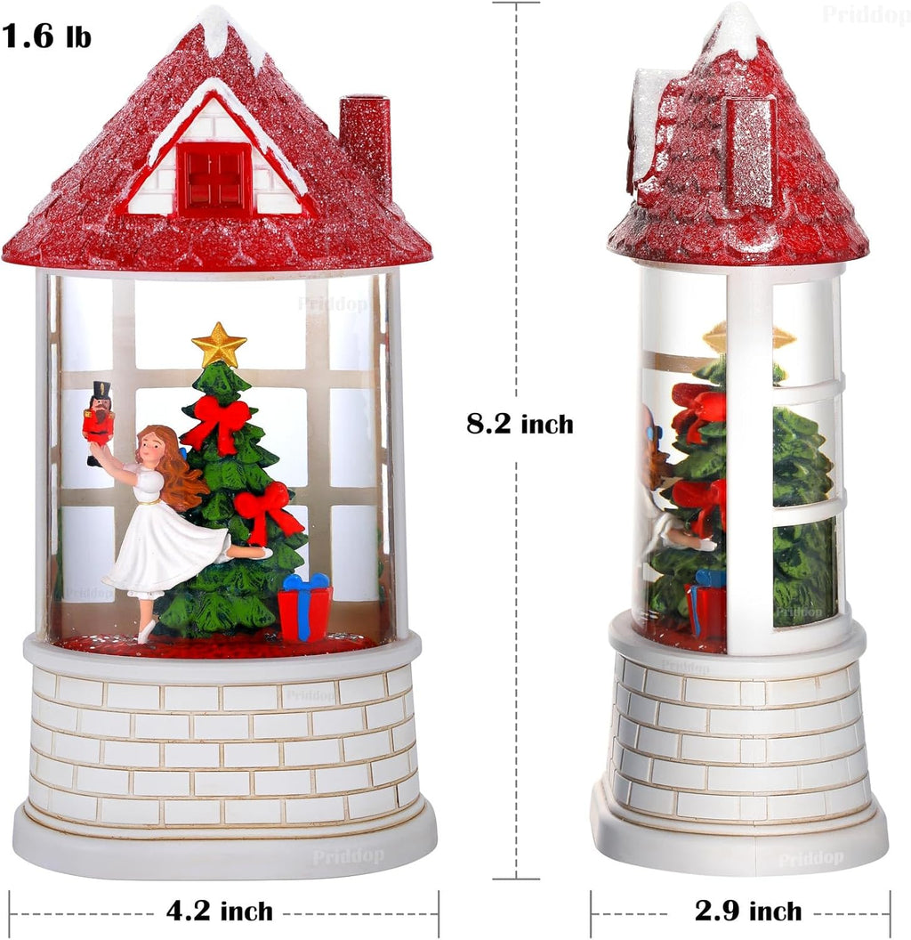 Priddop Snow Globe | Musical Nutcracker Ballerina Christmas Decoration with Glitter - USB/Battery Powered