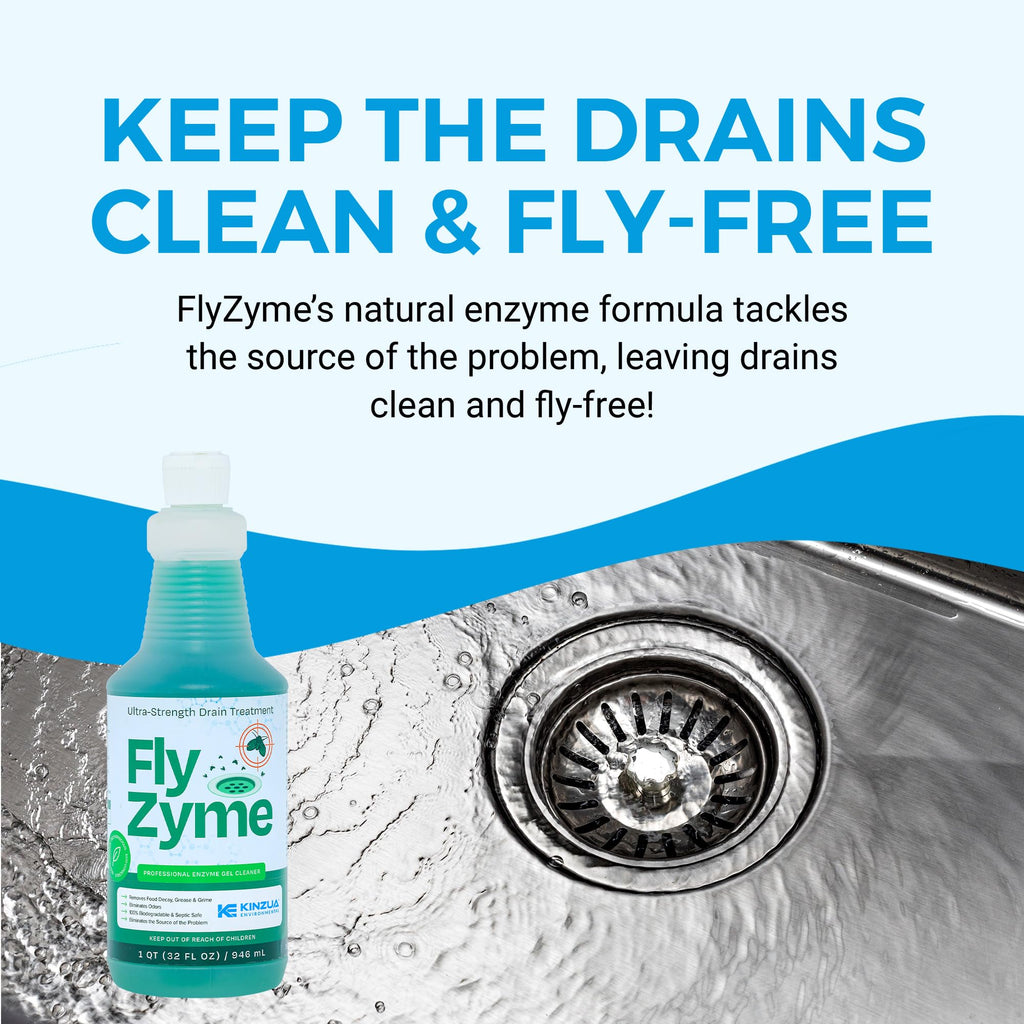 Fly-Zyme, Highly Concentrated Enzyme Drain Cleaner for Pipes, Drain Gel for Fruit Flies, Organic Waste Degrader & Odor Neutralizer, 32 fl oz