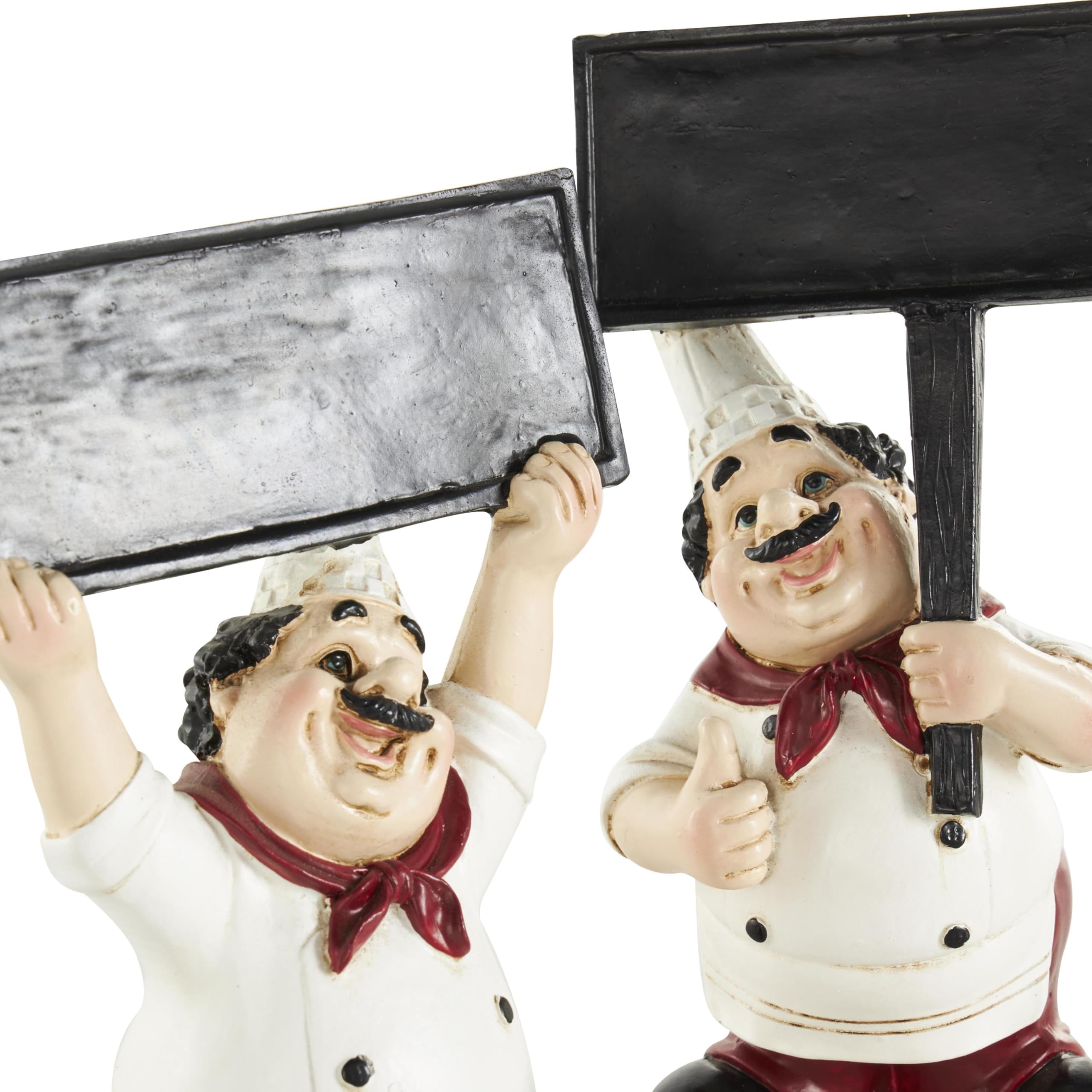 Deco 79 Polystone Chef Decorative Sculpture Kitchen Decorative Figurine Home Decor Statue with Chalkboard, Accent Figurine 10" x 6" x 14", White