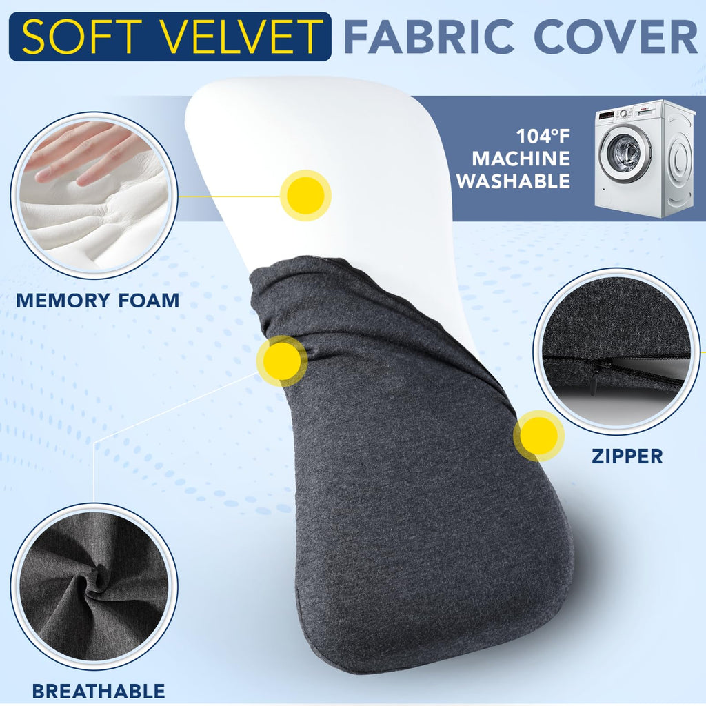 Hapiclody Lumbar Support Pillow for Sleeping Memory Foam Lumbar Pillow for Lower Back Pain Relief Back Support Pillow for Side,Back and Stomach Sleepers-Bed Wedge Bolster Pillow Bed Rest Pillow(Gray)