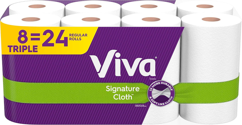 Viva Signature Cloth Paper Towels - Choose-A-Sheet, 8 Triple Rolls (141 Sheets Each)