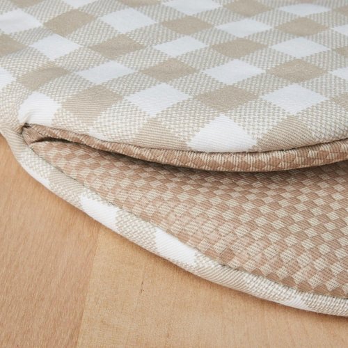KitchenAid Mini Oven Mitts - Gingham 2-Pack Set in Milkshake Tan, 5.5"x8" for Easy Cooking