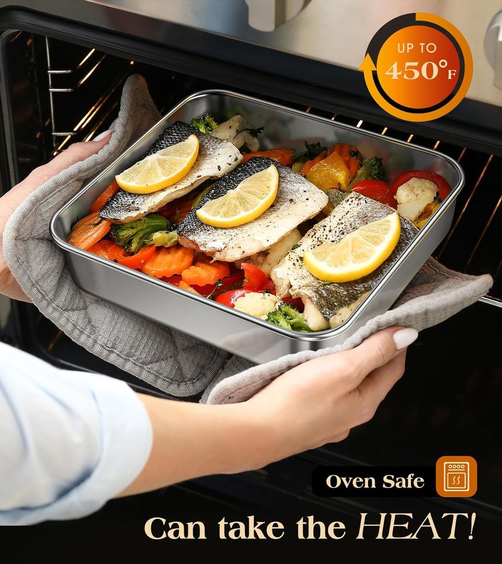 Regine Switzerland 8x8-Inch Stainless Steel Baking Pan - Heavy Duty, Non-Toxic & Dishwasher Safe