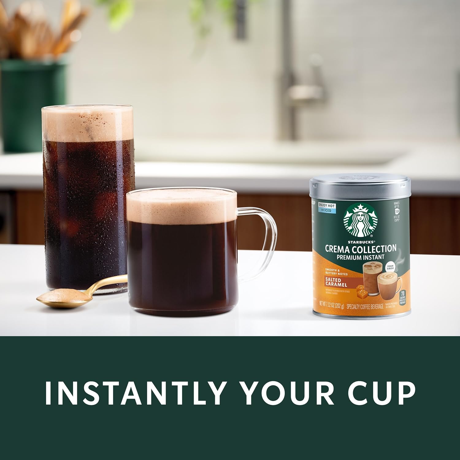 Starbucks Crema Collection Instant Coffee - Premium Salted Caramel Flavor | 100% Arabica Beans, 3 Tins (7.12 Oz Each)