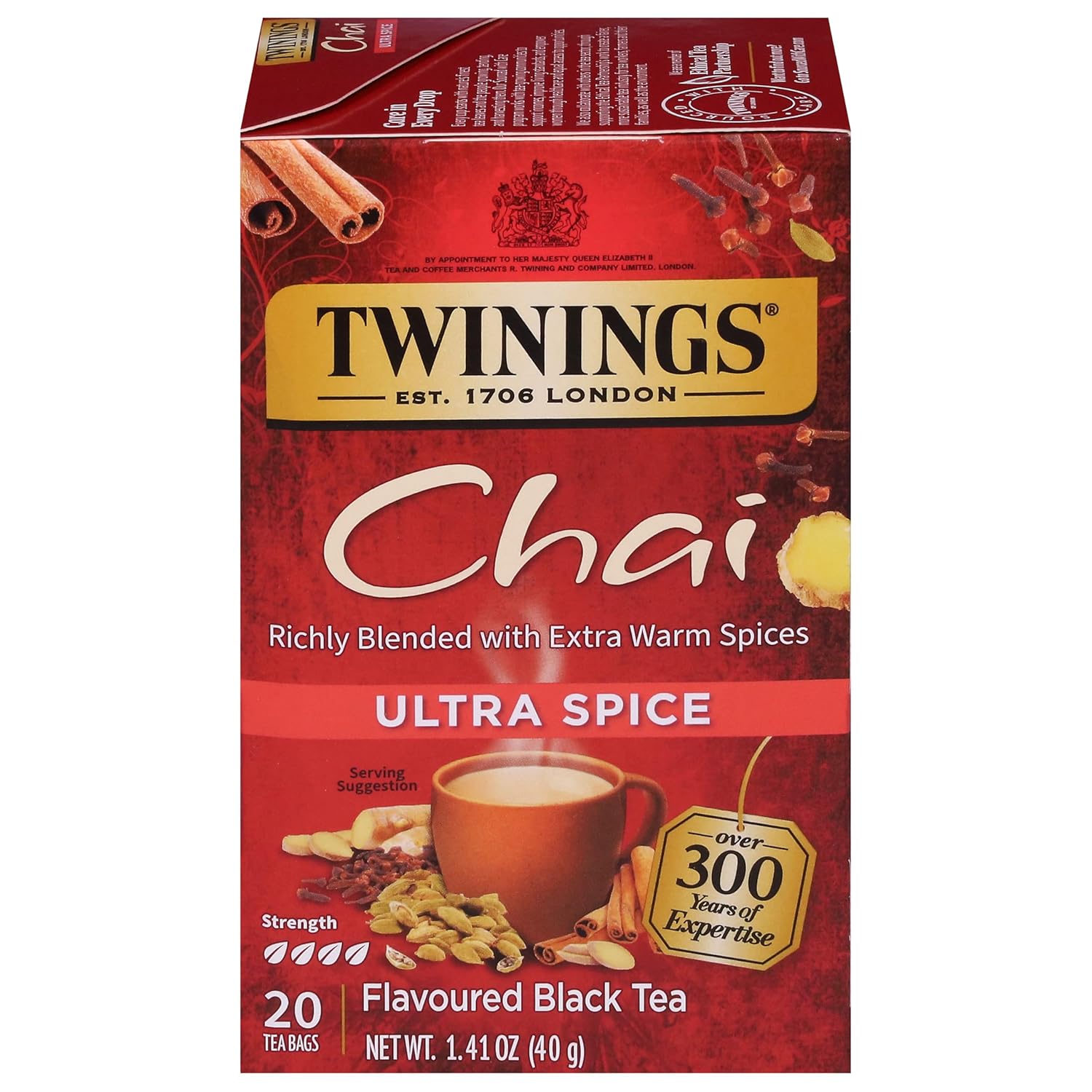 Twinings Ultra Spice Chai Tea - Aromatic Blend for Invigorating Flavor - 1.41 oz, 20 Count