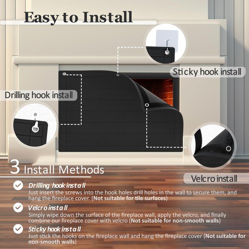 Fireplace Cover, Fireplace Blanket for Heat Loss & Save Energy - Indoor Fireplace Air Blocker Fireplace Screen Safety Cover for The Living Room | Year-Round Comfort,45x34