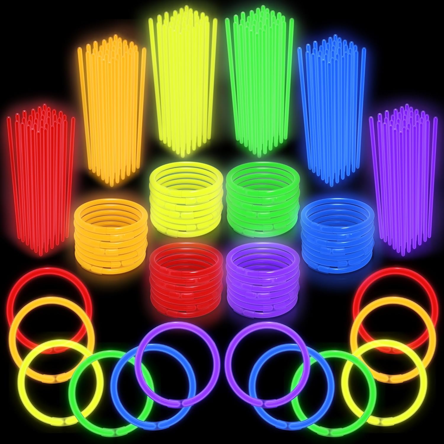 Play22 300 Pc Ultra Bright Glow Sticks - Halloween Glow in The Dark Party Favors | Necklaces & Bracelets