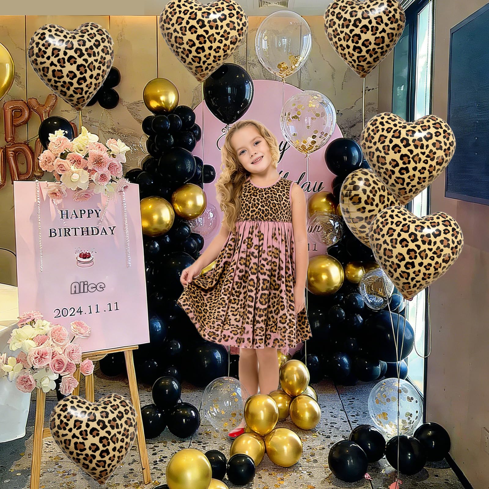 12 Pcs Leopard Print Heart Balloons 18 Inch cheetah Heart Shaped Foil Balloons for Valentine's Day Wedding Bridal Shower Engagement Birthday Party Camo Animal Jungle Party Supplies