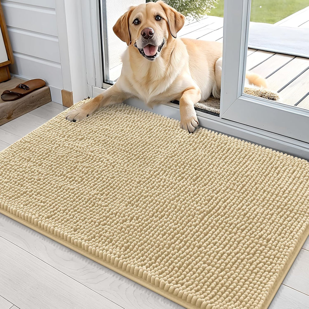 OLANLY Dog Door Mat - Absorbent Non-Slip Chenille Mat for Muddy Paws | 35x24, Quick Dry, Indoor Use