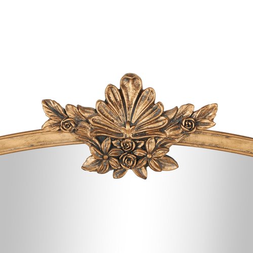 Deco 79 Metal Floral Room Wall Mirror Orante Antique Curved Entryway Mirror, Wall Mounted Mirror 36" x 2" x 26", Gold