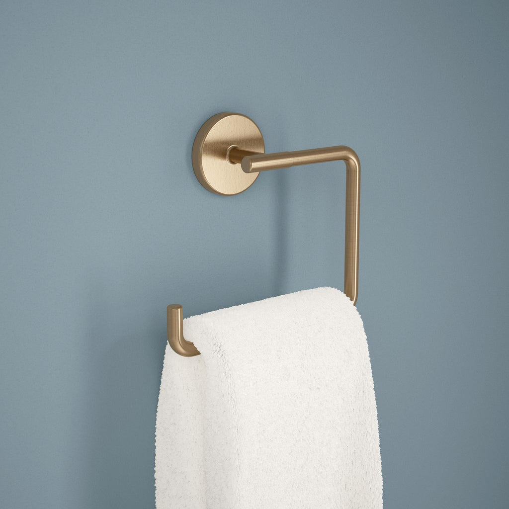 COVIXXIO Hand Towel Holder Champagne Bronze Towel Racks for Bathroom Wall Square Towel Ring Holder for Bath Towel Hanger for Kitchen, Bathroom Accessories (Squre (Screw))
