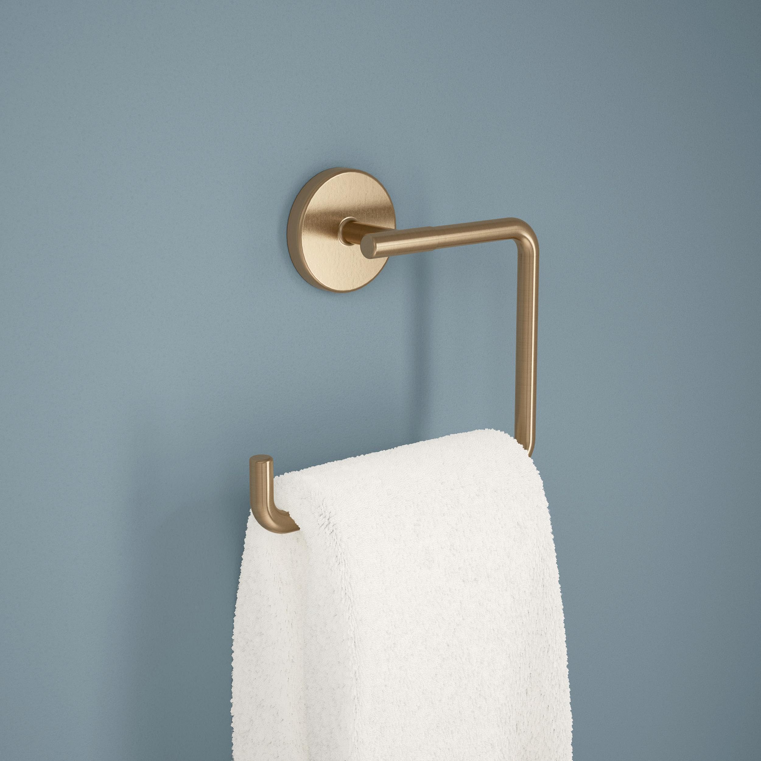 COVIXXIO Hand Towel Holder Champagne Bronze Towel Racks for Bathroom Wall Square Towel Ring Holder for Bath Towel Hanger for Kitchen, Bathroom Accessories (Squre (Screw))