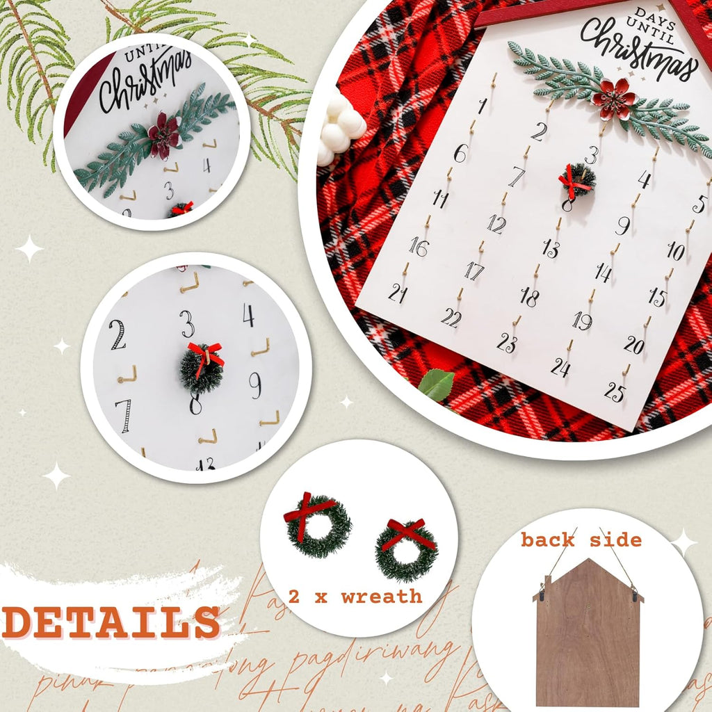 Regine Switzerland Christmas Countdown Calendar - 25 Days Advent Decor | Rustic Wooden Wall Hanging
